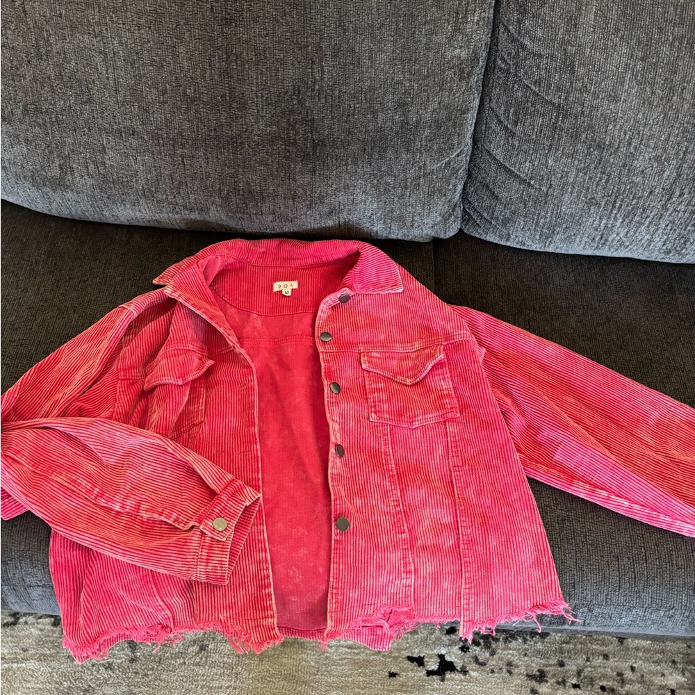 POL Vibrant Pink Corduroy Utility Jacket
